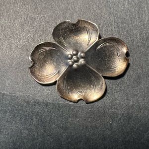 Stuart Nye Hand Wrought Sterling Dogwood Brooch.